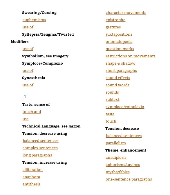 INDEX page Power Charge Your Language and Make Your Writing Sing